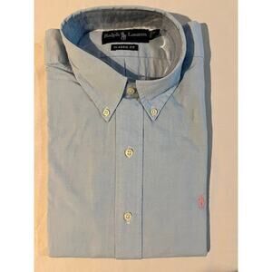 VTG 80s Ralph Lauren Shirt Classic Fit Short Sleeve Mens Button Up Blue Chambray